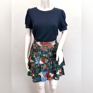 ALLISON NY Green and Blue Mini layered Bubble Skirt size M.